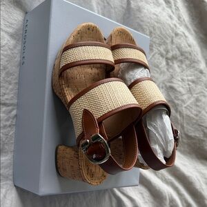 NEW Aerosoles Camera Raffia Platform Sandals – Size 7.5M – Cork Heel – NIB